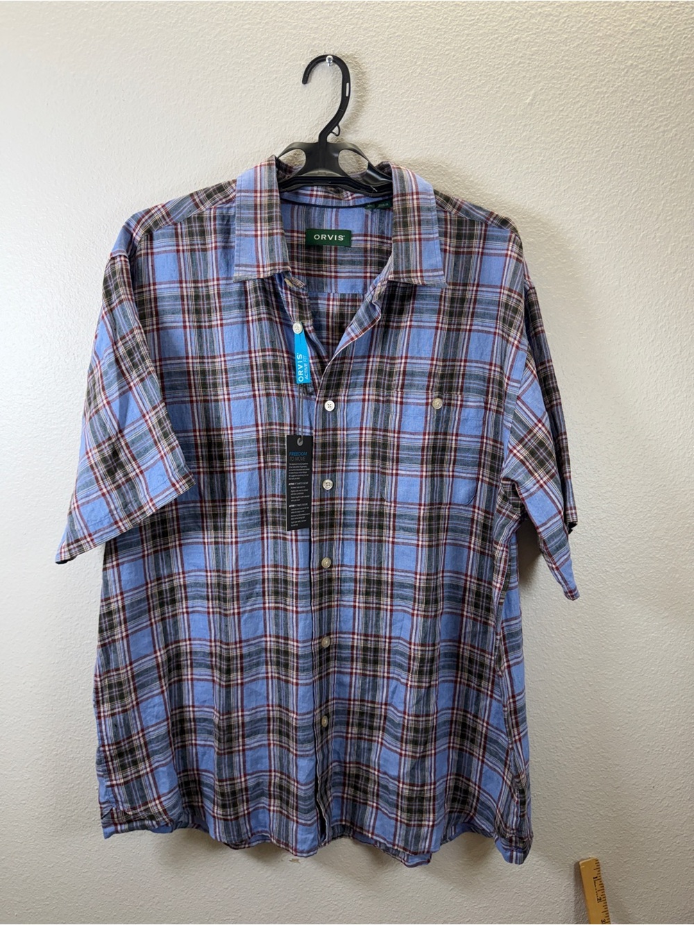 Orvis Blue Plaid Short-Sleeve Button-Down Shirt